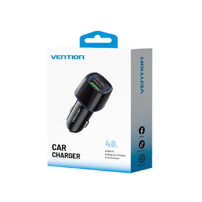 Vention Charger Car 48W 1xUSBC 1xUSBA 30W Max Black FFRB0 — image 15