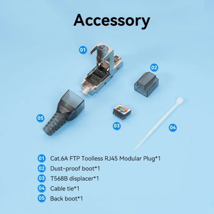 Vention NETWORK Connectors CAT6A FTP Toolless Plug with Boot IDIH0 (1pc) — image 14