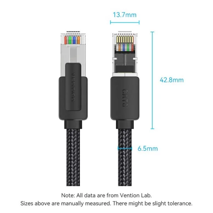 Vention NETWORK Cable CAT8 SFTP Braided 1.5m Black-Nickel IKOBG — image 14