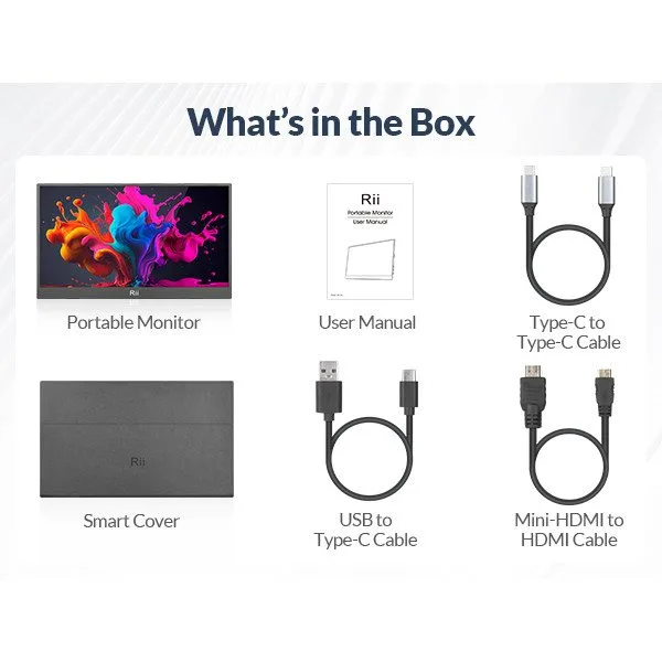 Rii Monitor Portable 15.6" Full-HD with USB-C/HDMI & Case/Stand RS100 — image 15