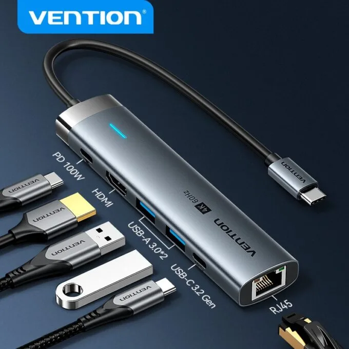 Vention HUB USB-C 1xUSB-C 3.2/2xUSB3.0/HDMI 4K60Hz/Gb/PD TGNHB — image 14