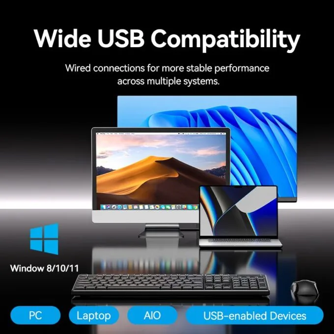 Vention Keyboard and Mouse Combo Wireless Silent Slim Full Size KTZB0-EN — image 19