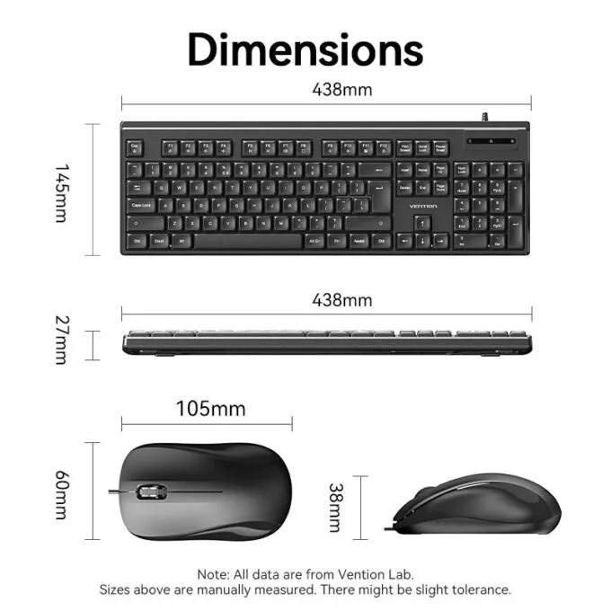 Vention Keyboard and Mouse Combo Wired Silent Slim Full Size KTYBG-EN — image 18