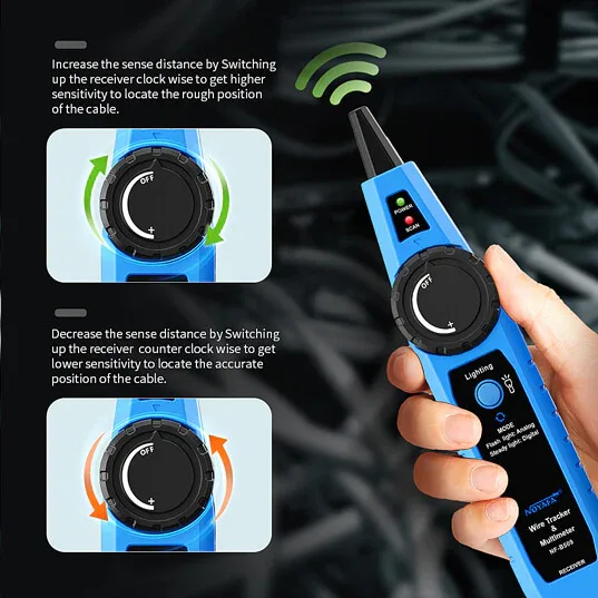 Noyafa Wire Tracker & Digital Multimeter with Cable Length Measurement, PoE Testing, NCV Detection, and LCD Display NF-B509 — image 16