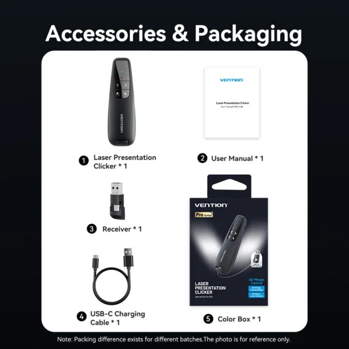 Vention Wireless Presenter Red Laser Pointer & Air Mouse Rechargeable KQPB0 — image 16