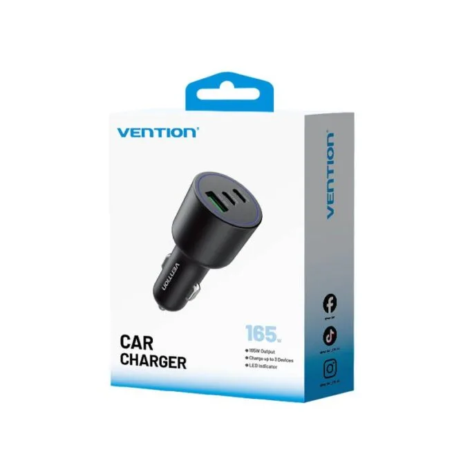 Vention Charger Car 165W 2xUSBC 1xUSBA 100W Max Black FFPB0 — image 18