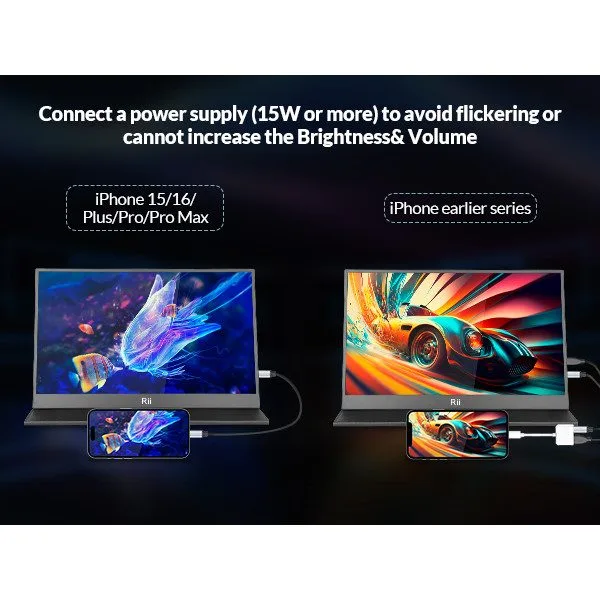 Rii Monitor Portable 15.6" Full-HD with USB-C/HDMI & Case/Stand RS100 — image 17