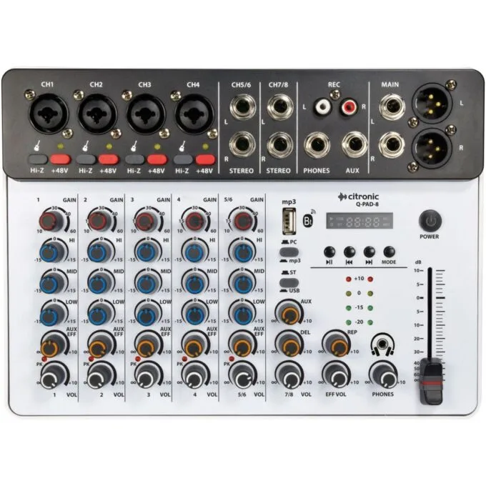 Citronic QPAD-8 Studio Mixer 4ch BT/USB Play-Rec 170.818UK — image 1