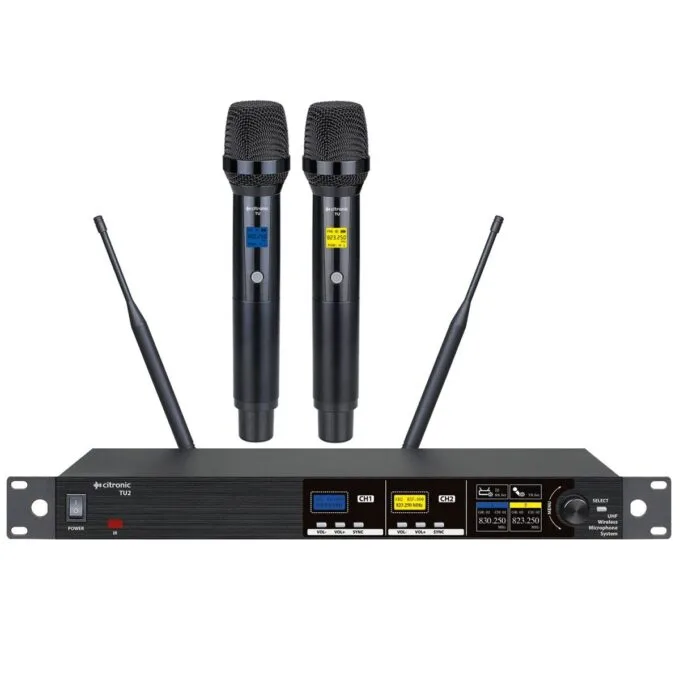 Citronic TU2-H True Diversity Multi-UHF Dual Handheld Wireless Microphones 171.033UK — image 1