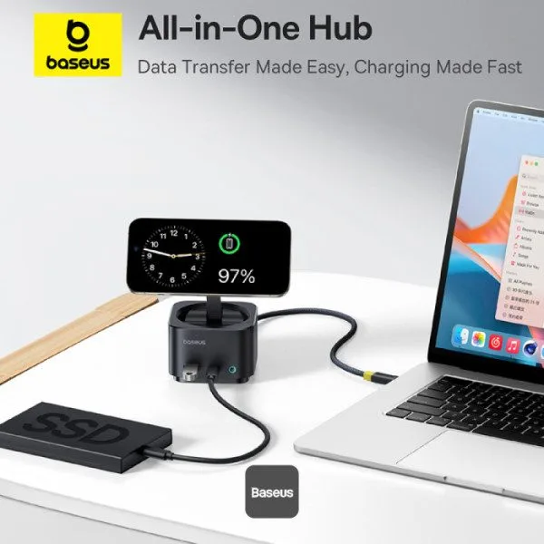 Baseus 7-in-1 USB Hub MagPro 15W 4K HDMI 2xUSB-A 1xUSB-C Card Reader PD100W — image 7