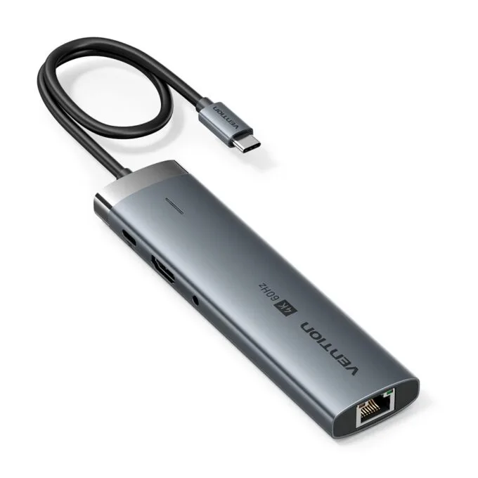 Vention HUB USB-C 1xUSB-C 3.2/USBA3.0/USBA2.0/HDMI 4K60Hz/RJ45/SD/3.5mm/PD TGVHB — image 2