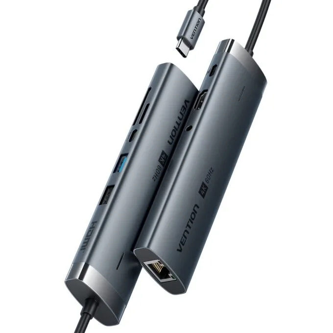 Vention HUB USB-C 1xUSB-C 3.2/USBA3.0/USBA2.0/HDMI 4K60Hz/RJ45/SD/3.5mm/PD TGVHB — image 3