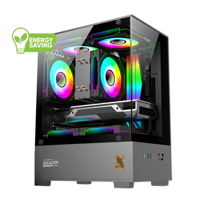 Armaggeddon Gaming Case M-ATX AQUARON NEMO Black (3x Chroma Fans & 250W 80+ PSU) — image 1