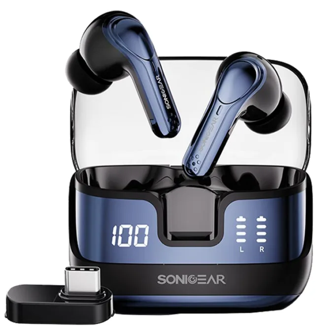 SonicGear Earphones Bluetooth & USB-C Dongle for PC EarPump XP2 Obsidian — image 1