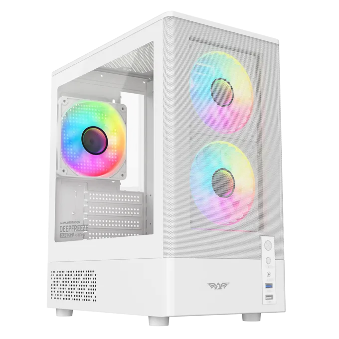 Armaggeddon Gaming Case M-ATX DEEPFREEZE DUPLEX 2 CHROMA White (3x Chroma Fans) — image 1