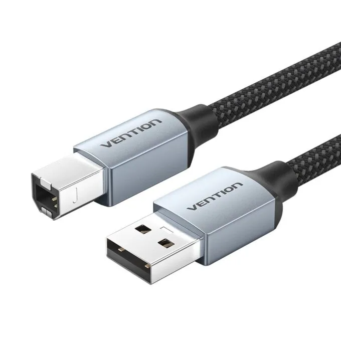 Vention IT Cable USB-A 2.0 to USB-B Printer Braided 5.0m Aluminium Grey CTTHJ — image 1