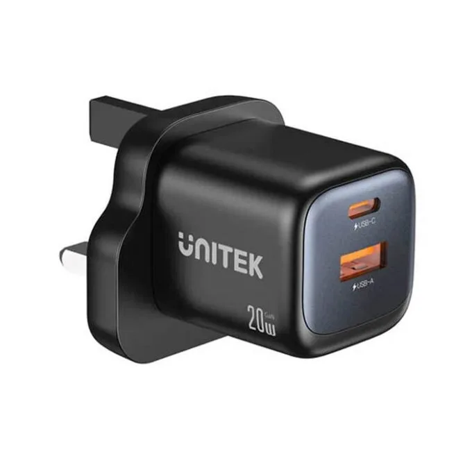 Unitek Charge Wall GaN 20W USBCx1 & USBAx1 UK P1128 Black — image 1