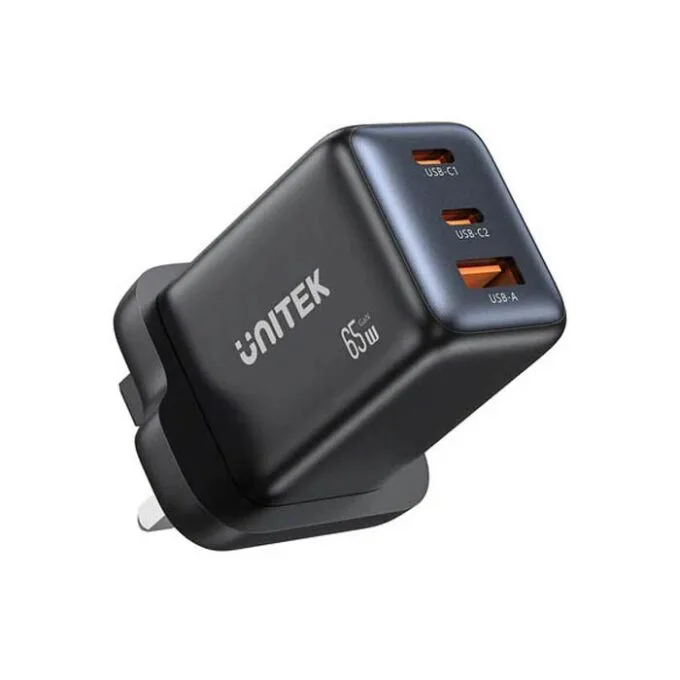 Unitek Charge Wall GaN 65W USBCx2 USBAx1 UK P1130 Black — image 1