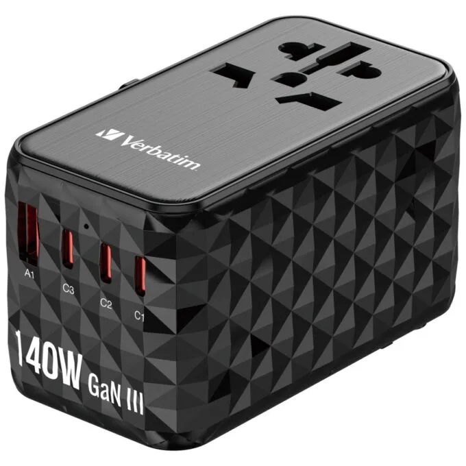 Verbatim Charger Travel Adapter World to World GAN III 140W 2xC 2xA UTA-10 — image 1