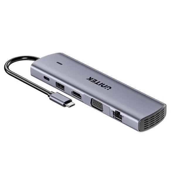Unitek D1113B USB-C Hub USB3.0 HDMI/VGA, Gigabit Lan, SD Card, Audio & PD100W — image 1