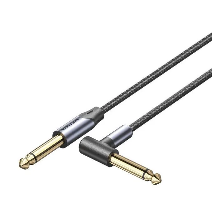 Vention AUDIO 6.3mm M to 6.3mm M Right Angle Braided-Metal 3.0m BKEHI — image 1