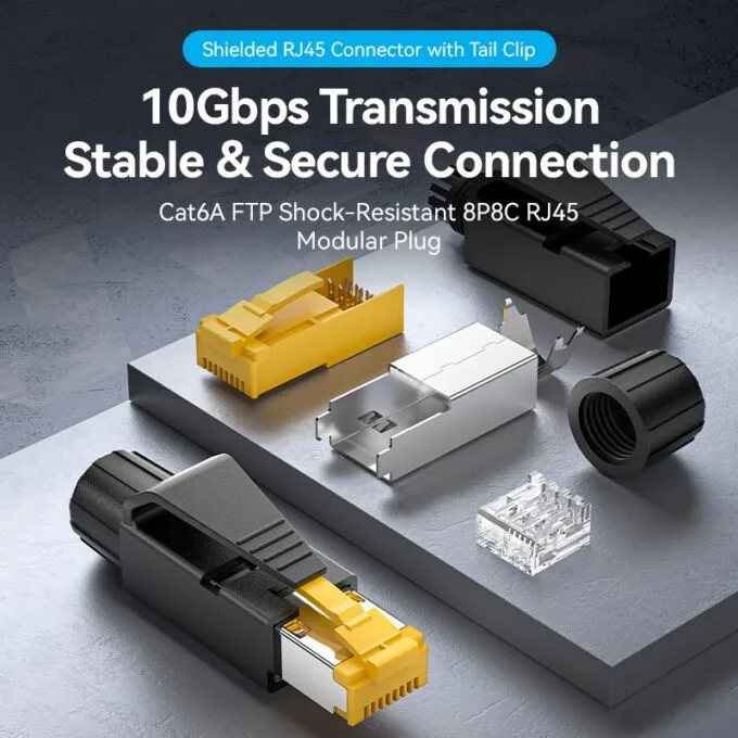 Vention NETWORK Connectors CAT6A FTP Shock-Resistant Modular Plug IDOB0-10 (10-Pack) — image 3