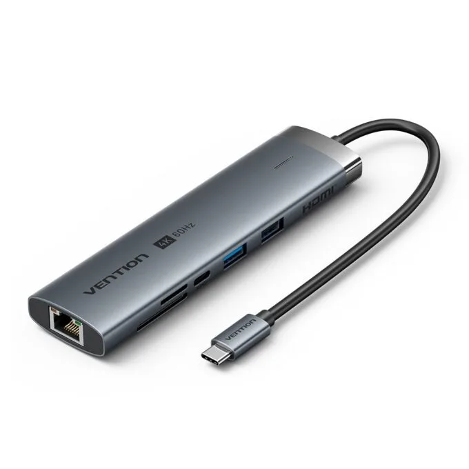 Vention HUB USB-C 1xUSB-C 3.2/USBA3.0/USBA2.0/HDMI 4K60Hz/RJ45/SD/3.5mm/PD TGVHB — image 1
