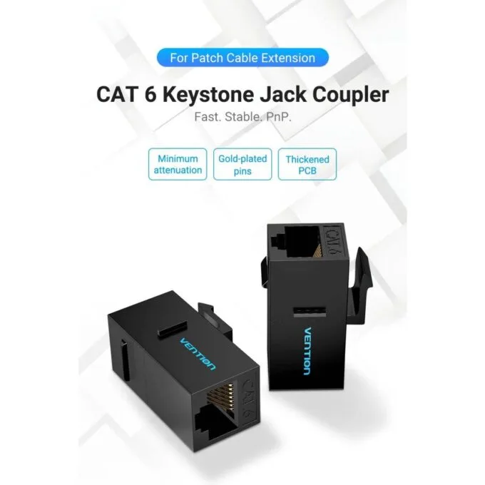 Vention NETWORK Keystone Jack CAT6 UTP Coupler Black IPGW0-5 (5-pack) — image 2