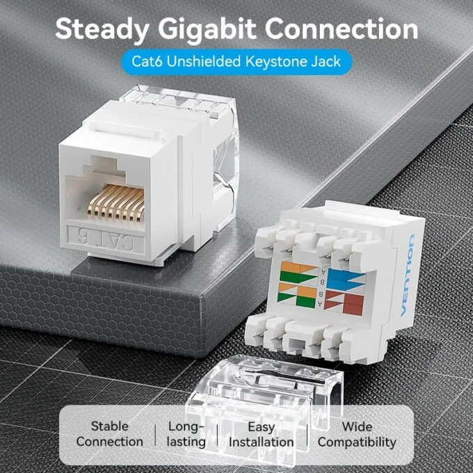 Vention NETWORK Keystone Jack CAT6 UTP 180 degrees White IRHW0 — image 2