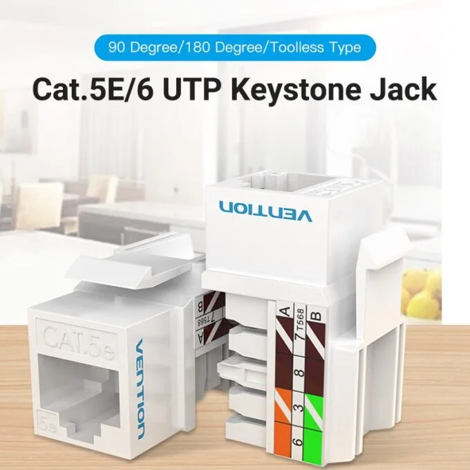 Vention NETWORK Keystone Jack CAT6 UTP Toolless White IPFW0 — image 2