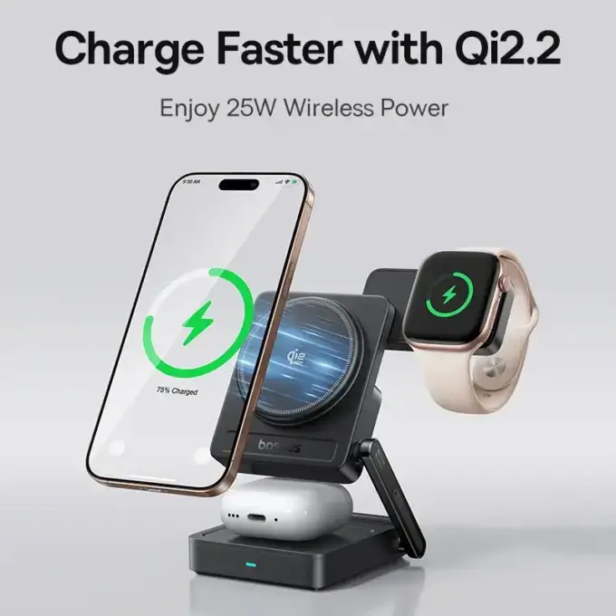 Baseus Charger Desktop Wireless 3in1 PicoGo AF21 P Qi2.2 35W Black — image 7