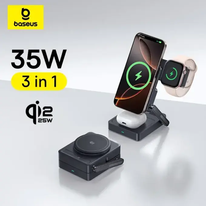 Baseus Charger Desktop Wireless 3in1 PicoGo AF21 P Qi2.2 35W Black — image 2