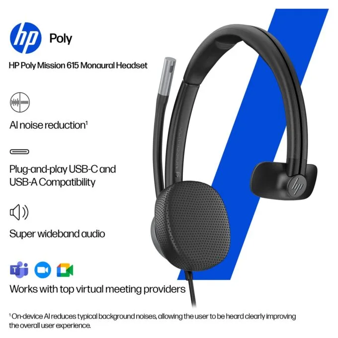 HP Poly Mission 615 Monaural USB Wired Headset — image 7