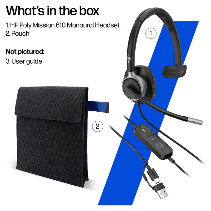 HP Poly Mission 615 Monaural USB Wired Headset — image 9