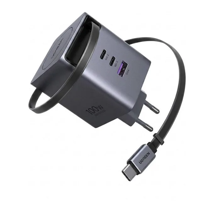 UGREEN X616 100W GaN Fast Charger 2x USB-C 1x USB-A 1x extendable USB-C cable — image 1
