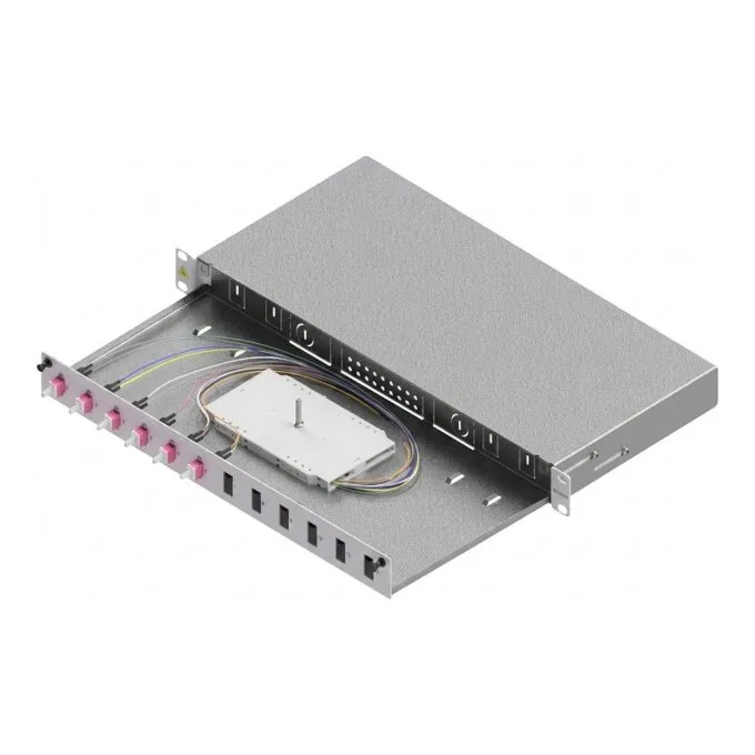 EasyLan LWL Spleibox Grade C 19-inch 1HE, 12 ports, 6x LC duplex, OM4 — image 1