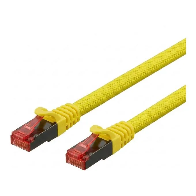 Python Cat.6 patch cable with nylong braid yellow 1m — image 1