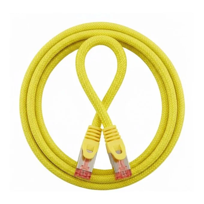 Python Cat.6 patch cable with nylong braid yellow 5m — image 1