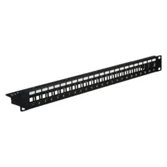 Distribution field 19" 1HE, 24-port, metal, black RAL9005