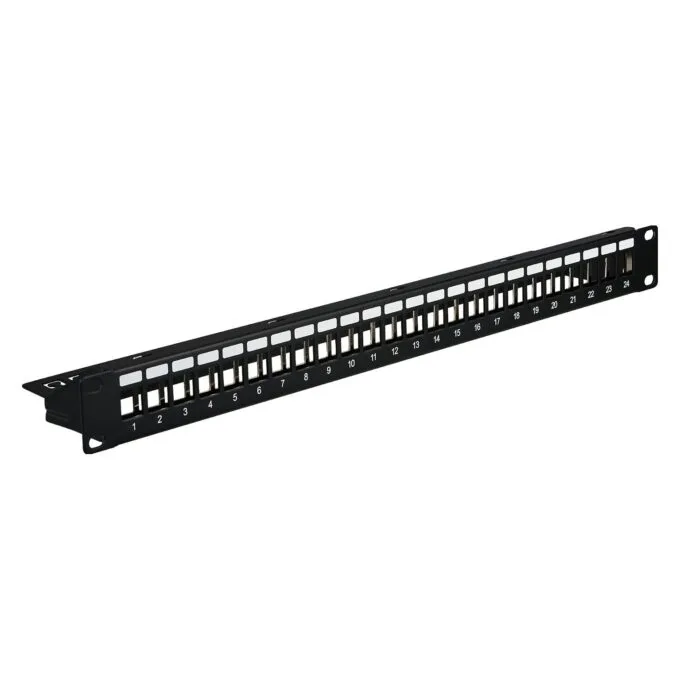 Distribution field 19" 1HE, 24-port, metal, black RAL9005 — image 1