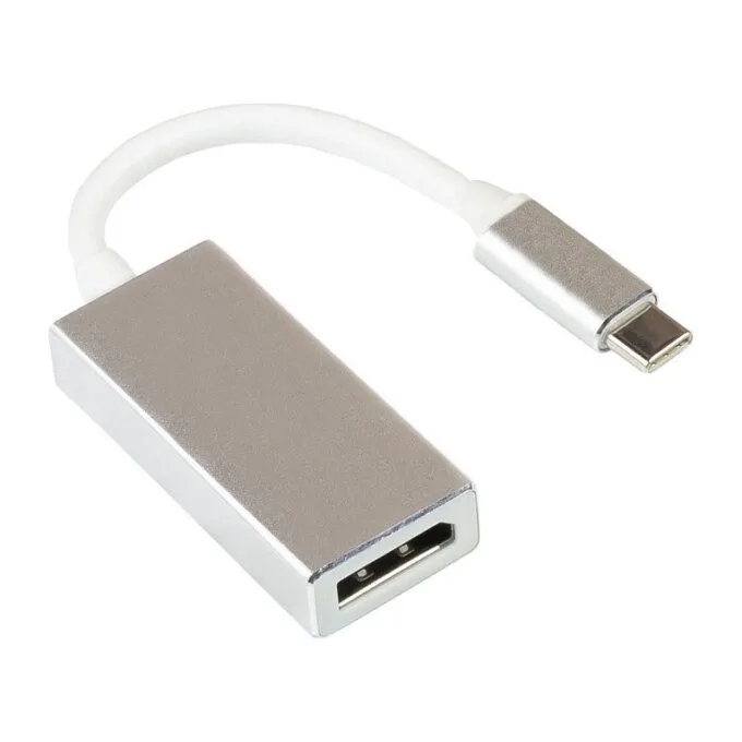 Adapter USB-CTM plug on DisplayPort 1.2 jack, 4K / UHD @60Hz, aluminum housing, silver, about 15cm, Good Connections® — image 1