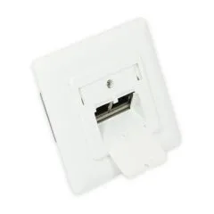 Netzwerkdose Cat. 6A, 2xRJ45, geschirmt, UP, DESIGNFÄHIG, vertikale Kabelzuführung, signalweiß RAL9003, Good Connections®