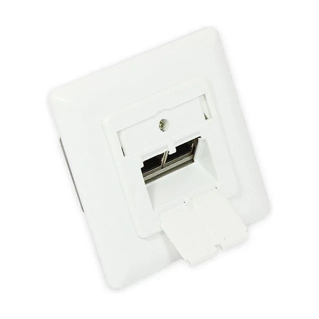 Netzwerkdose Cat. 6A, 2xRJ45, geschirmt, UP, DESIGNFÄHIG, vertikale Kabelzuführung, signalweiß RAL9003, Good Connections® — image 1