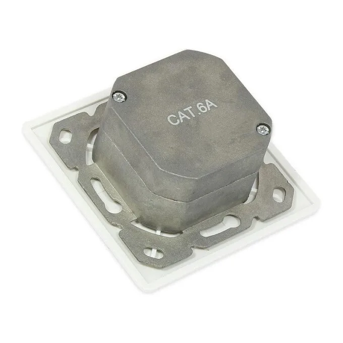 Netzwerkdose Cat. 6A, 2xRJ45, geschirmt, UP, DESIGNFÄHIG, vertikale Kabelzuführung, signalweiß RAL9003, Good Connections® — image 2