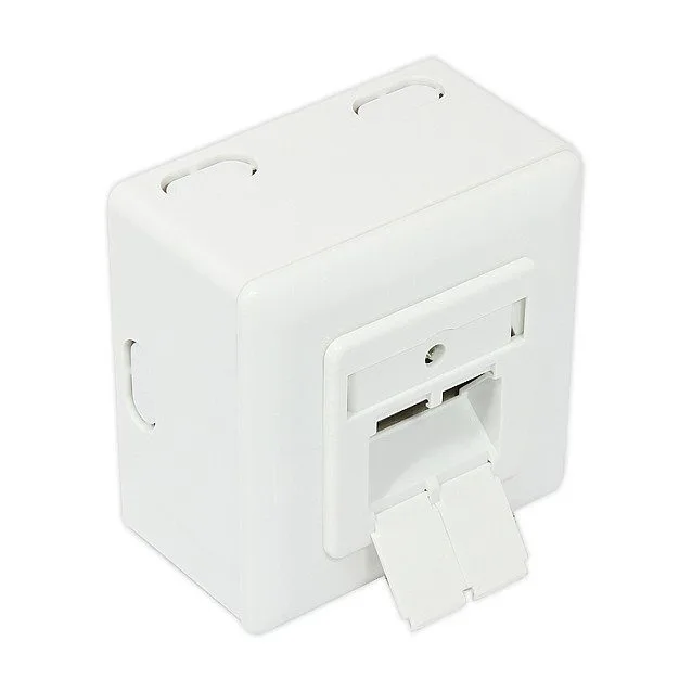 Network box Cat. 6, 2xRJ45, shielded, universal incl. Cleaner housing, designable, vertical cable feeder, signal white, Good Connections® — image 1
