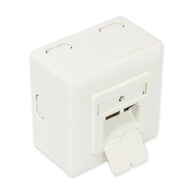 Network box Cat. 6, 2xRJ45, shielded, universal incl. Cleaner housing, designable, vertical cable feeder, pearly white RAL1013, Good Connections® — image 1