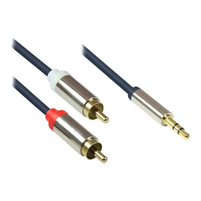 Audio connection cable SmartFLEX, high-quality, 3-pin 3.5mm jack connector to 2x RCA/Cinch connector, dark blue, 1.5m, Good Connections® — image 1