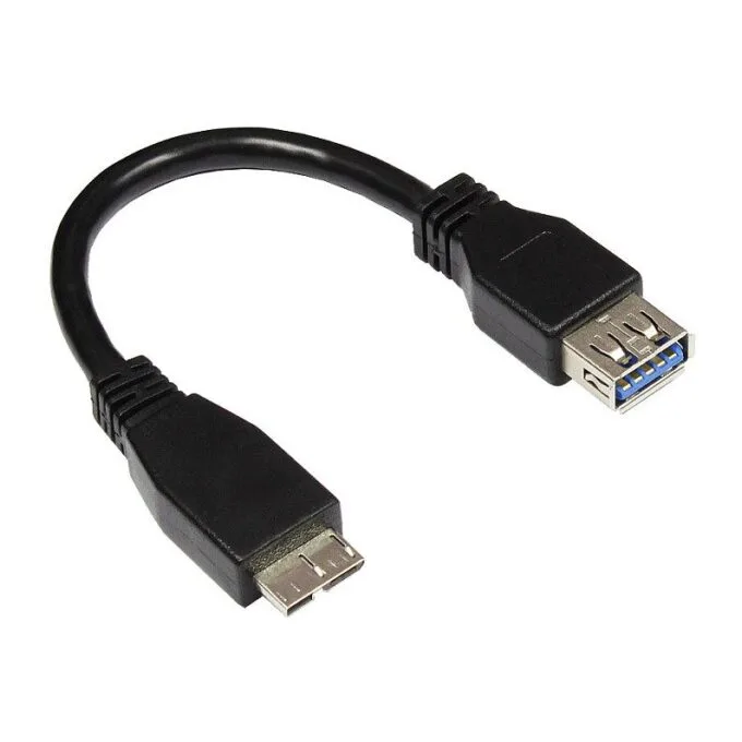 Adapter cable USB 3.0 OTG (On-the-go), Micro B plug on socket A, black, 0.1m, Good Connections® — image 1