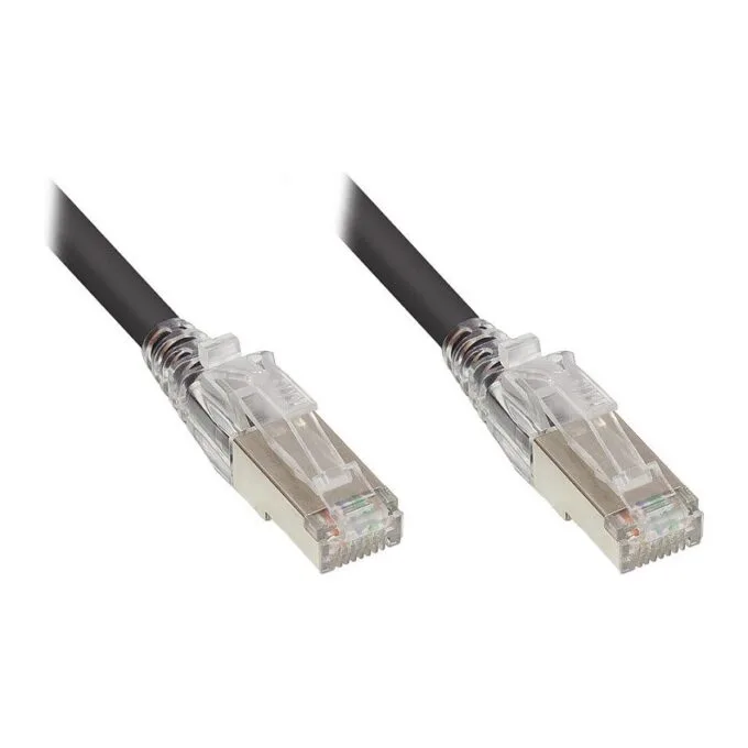 RNS® patch cable with locking lug protection and locking, Cat. 6A, S/FTP, PiMF, halogen-free (LSZH), 500MHz, black, 2m, Good Connections® — image 1