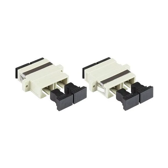 LWL duplex coupling, SC (UPC) to SC (UPC), OM2, multimode, plastic housing with flange, ceramic sleeve, gray, Good Connections® — image 1